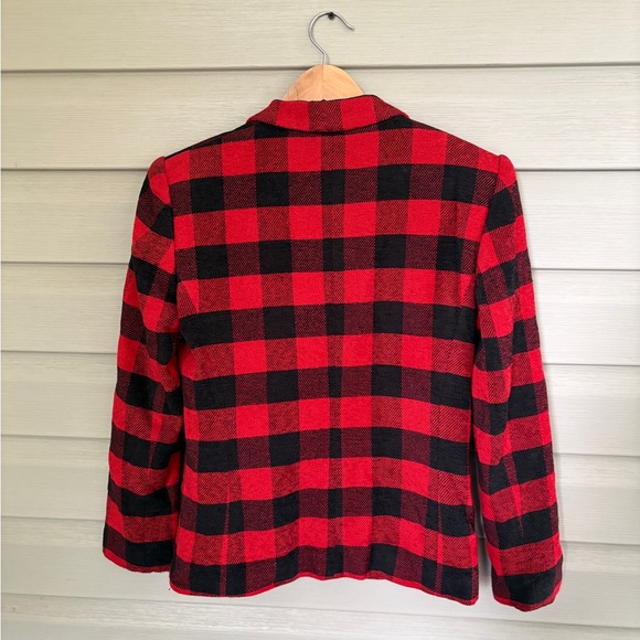 FORENZA vintage buffalo plaid blazer red black vintage wool blend jacket 4 MINT - Picture 9 of 16